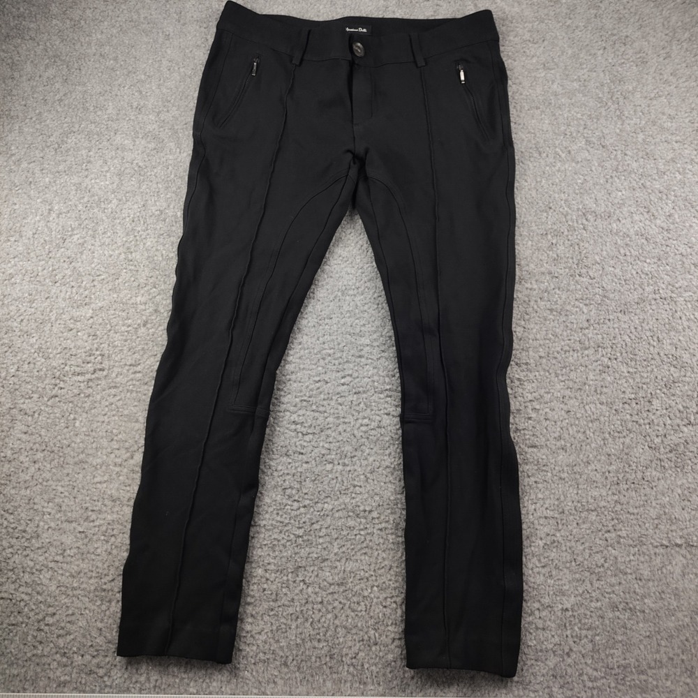 Massimo Dutti Slim technical Trousers Equestrian Sz 32x28 Black Stretch EUC